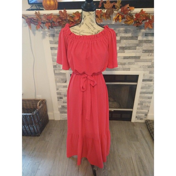 Flying tomatoe Ruffled Maxi Dress Small Pink Boho Feminine Cottagecore - Picture 4 of 11